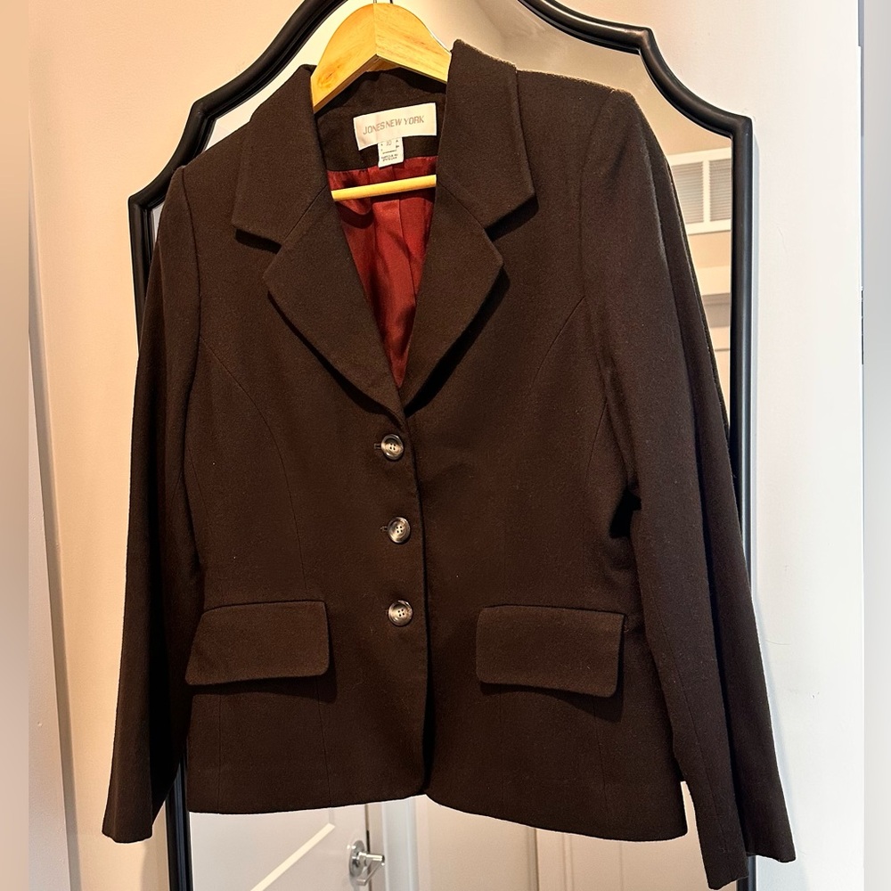 Jones New York 100% Wool Dark Brown Women's Blazer